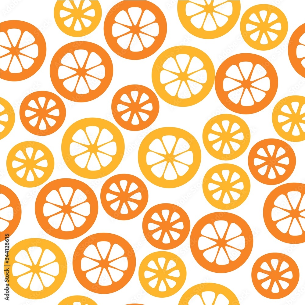 Lemon and oranges seamless pattern. Fruit sign. Citrus symbol. Thin line icon on white background. Vector illustration