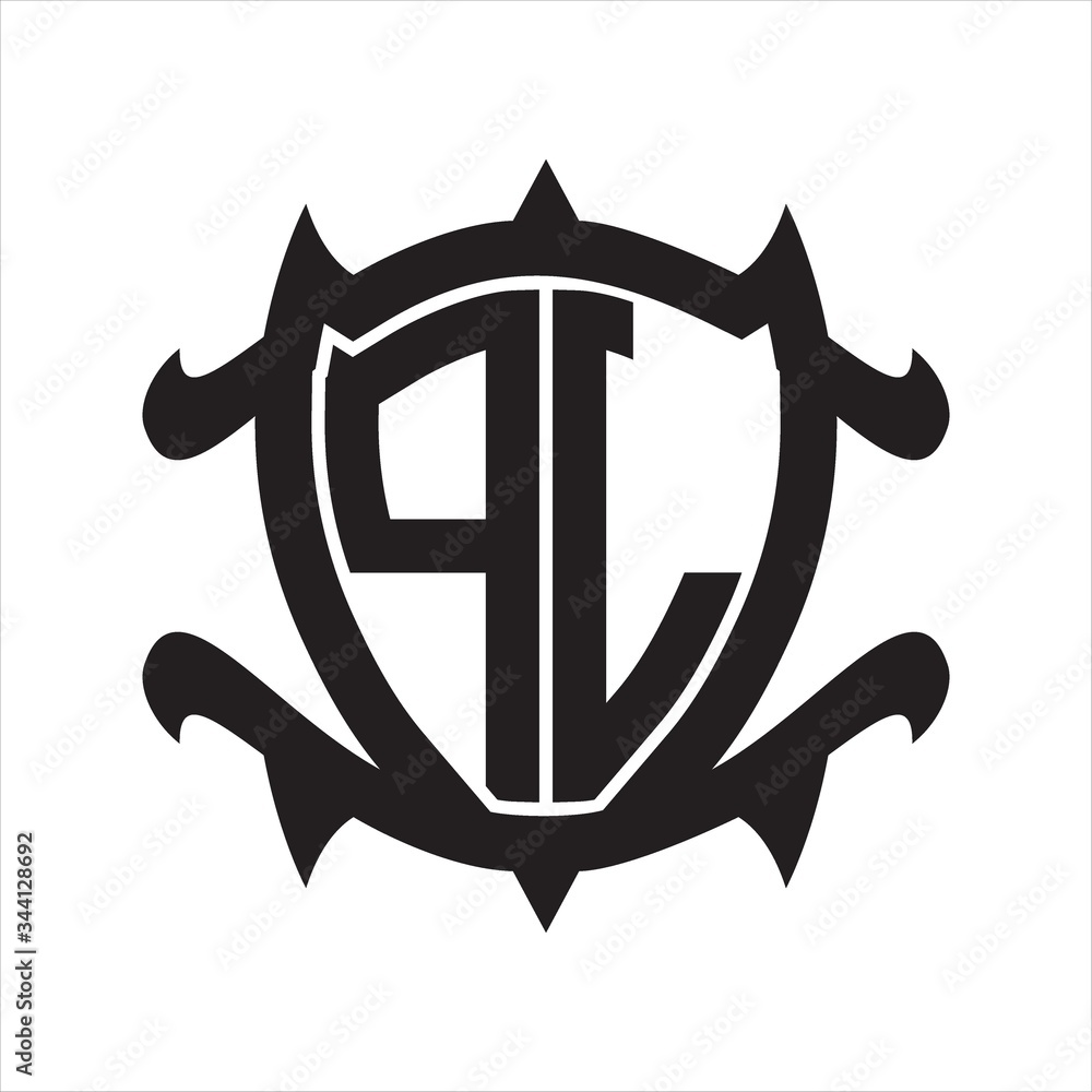 PL Logo monogram isolated with frame shield shape design template PL Logo monogram isolated with frame shield shape design template