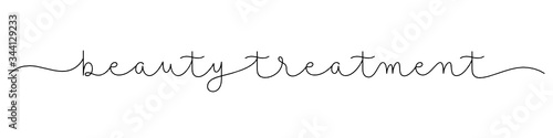 BEAUTY TREATMENT black vector monoline calligraphy banner with swashes