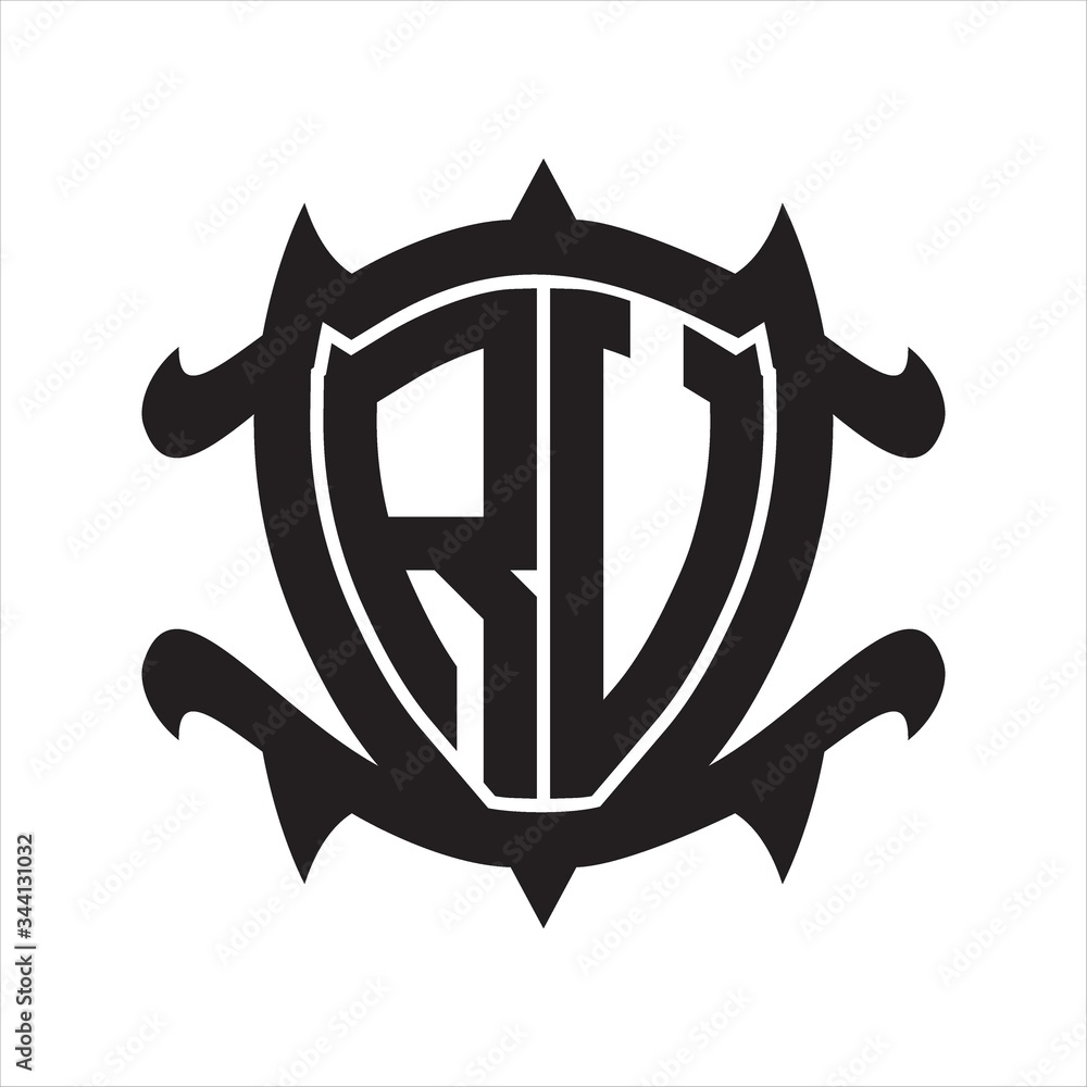 RV Logo monogram isolated with frame shield shape design template RV Logo monogram isolated with frame shield shape design template