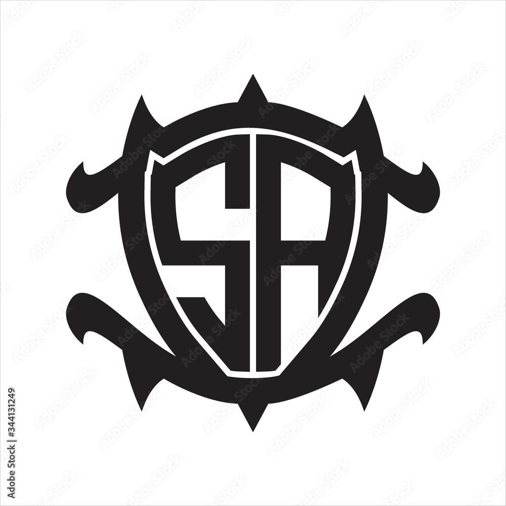 SA Logo monogram isolated with frame shield shape design template SA Logo monogram isolated with frame shield shape design template