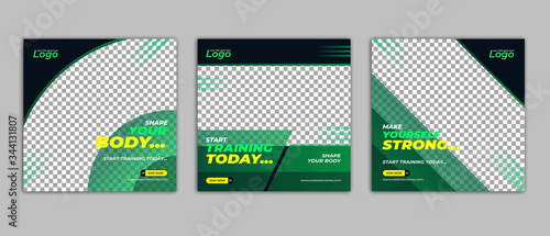 Gym and fitness square banner template social media post, web banner and flyer for business promotion