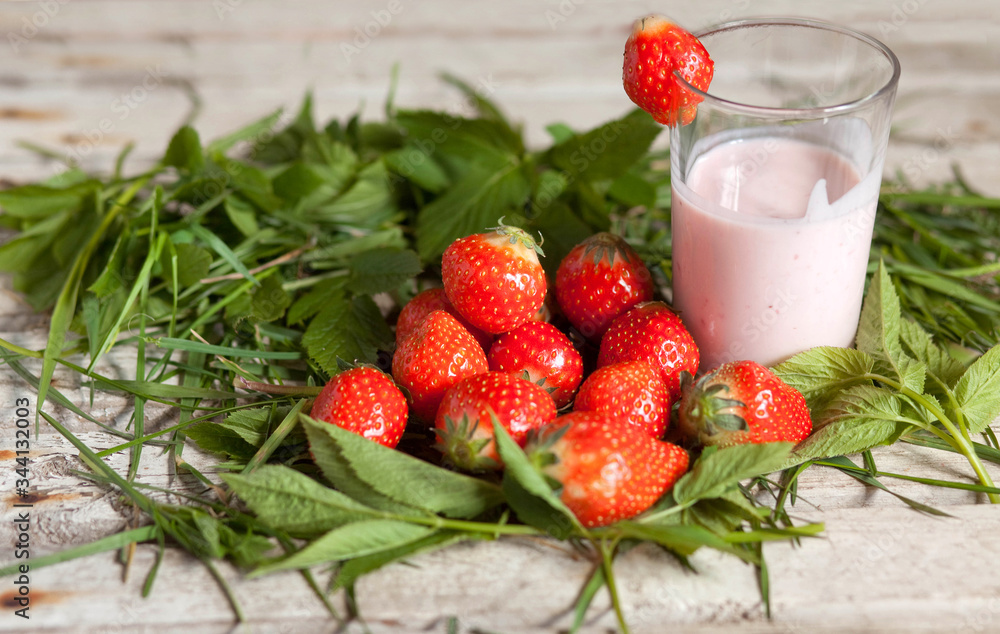 rural still life with yogurt and strawberries rural still life with yogurt and strawberries