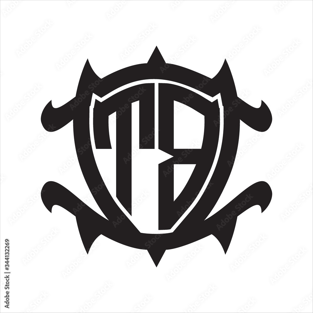 TB Logo monogram isolated with frame shield shape design template TB Logo monogram isolated with frame shield shape design template
