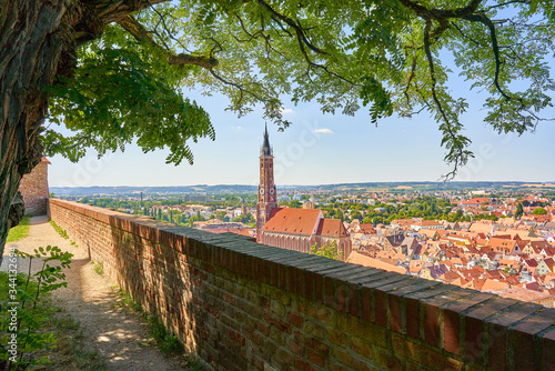 Landshut, Stadt, Aussicht, Burg Trausnitz, Schanzl, Niederbayern, Bayern, Deutschland