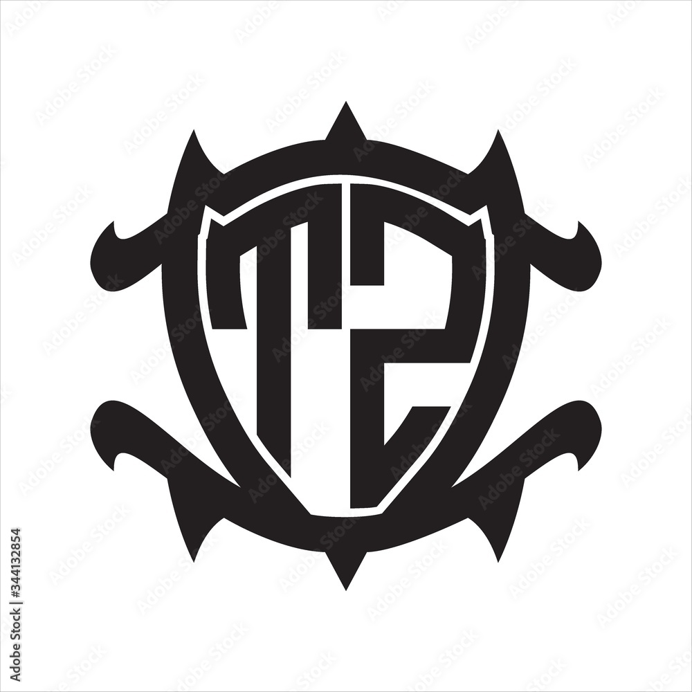 TZ Logo monogram isolated with frame shield shape design template TZ Logo monogram isolated with frame shield shape design template