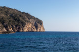 Rocks beautiful beach turquoise sea water, Camp de Mar, Majorca island, Spain