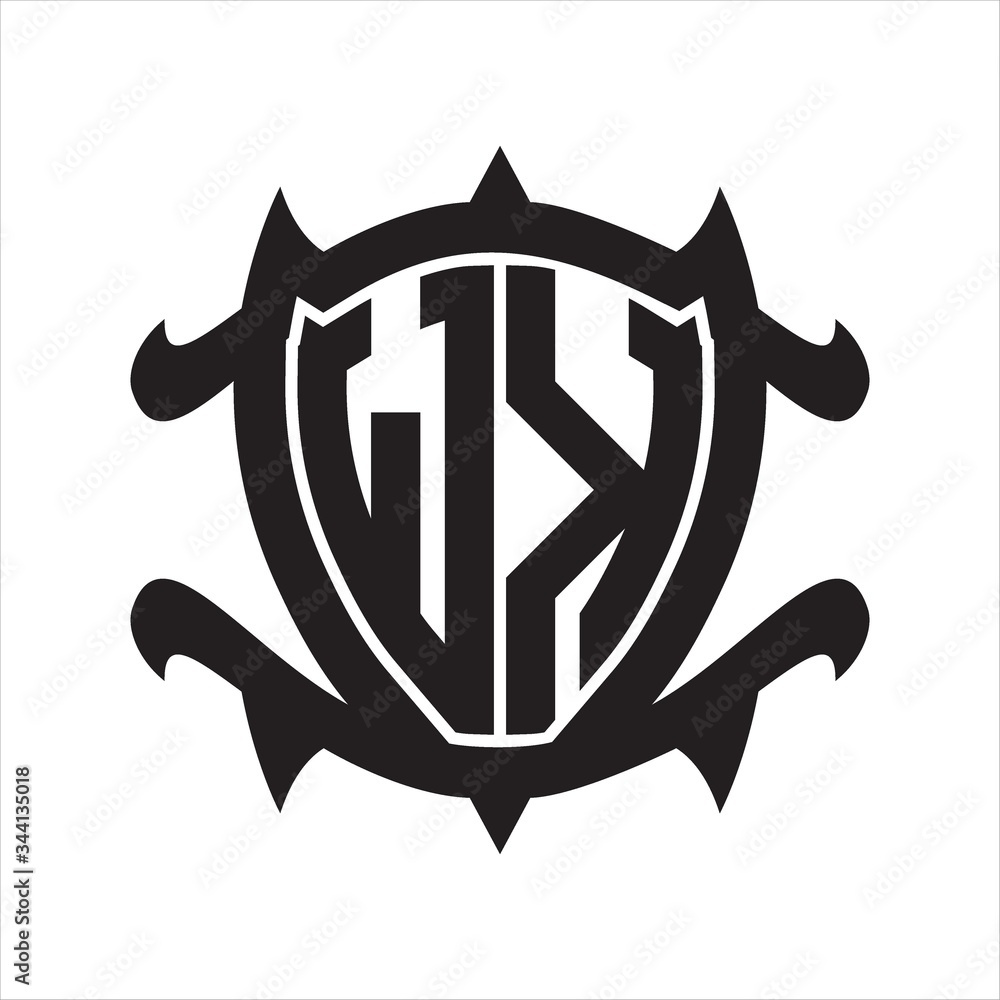 WK Logo monogram isolated with frame shield shape design template WK Logo monogram isolated with frame shield shape design template