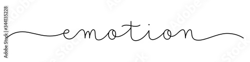 EMOTION black vector monoline calligraphy banner with swashes