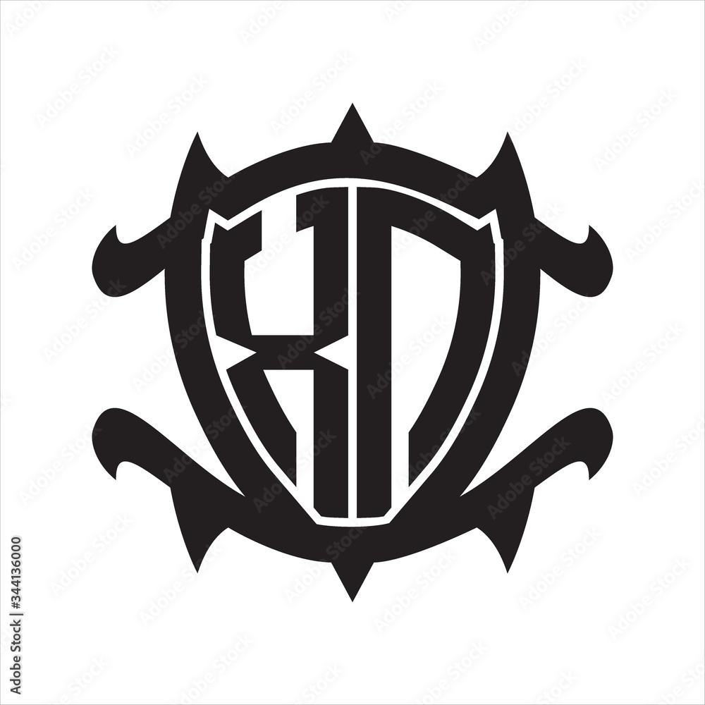 XN Logo monogram isolated with frame shield shape design template XN Logo monogram isolated with frame shield shape design template