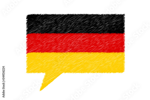 German Speech Bubble - Vector Scribble Illustration - Isolated On White Background