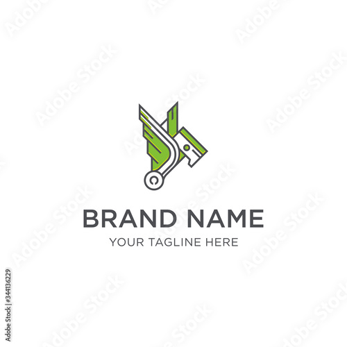 Piston, Car service garage or motorcycle service garage, Machine logo, creative logo concept