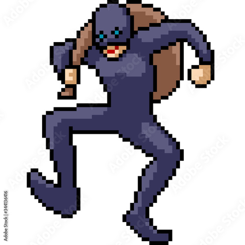 vector pixel art isolated thief