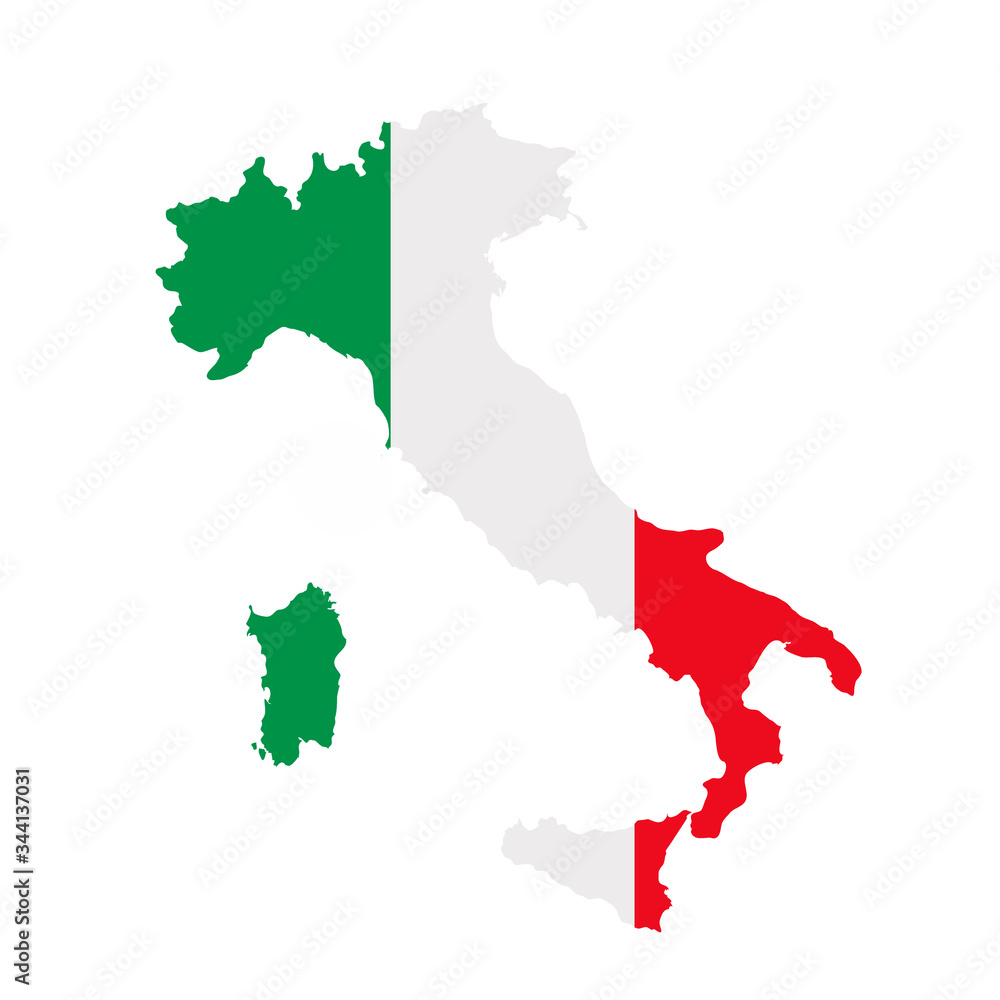 Fototapeta premium Italy flag map. Country outline with national flag