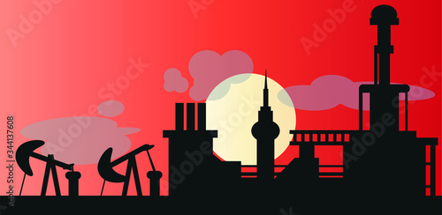 The output of oil; oil extraction; scrap-waste in the air; hot weather in the desert. 