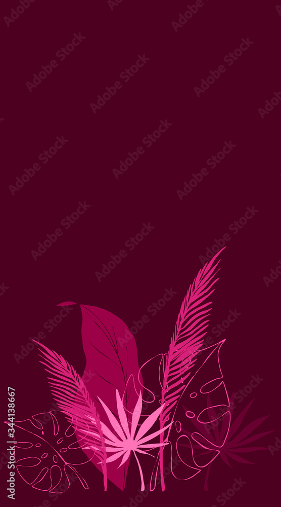 Vector composition of tropical leaves. Floral arrangement. Amazing vector illustrations, outline style. Editable graphic elements. Vector composition of tropical leaves. Floral arrangement. Amazing vector illustrations, outline style. Editable graphic elements.