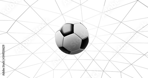 soccer ball in the net on a white background.3d rendering. © Narin Sapaisarn