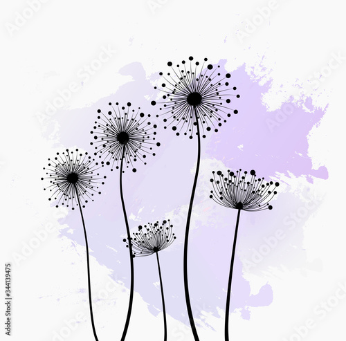 Stylized dandelions on colored background