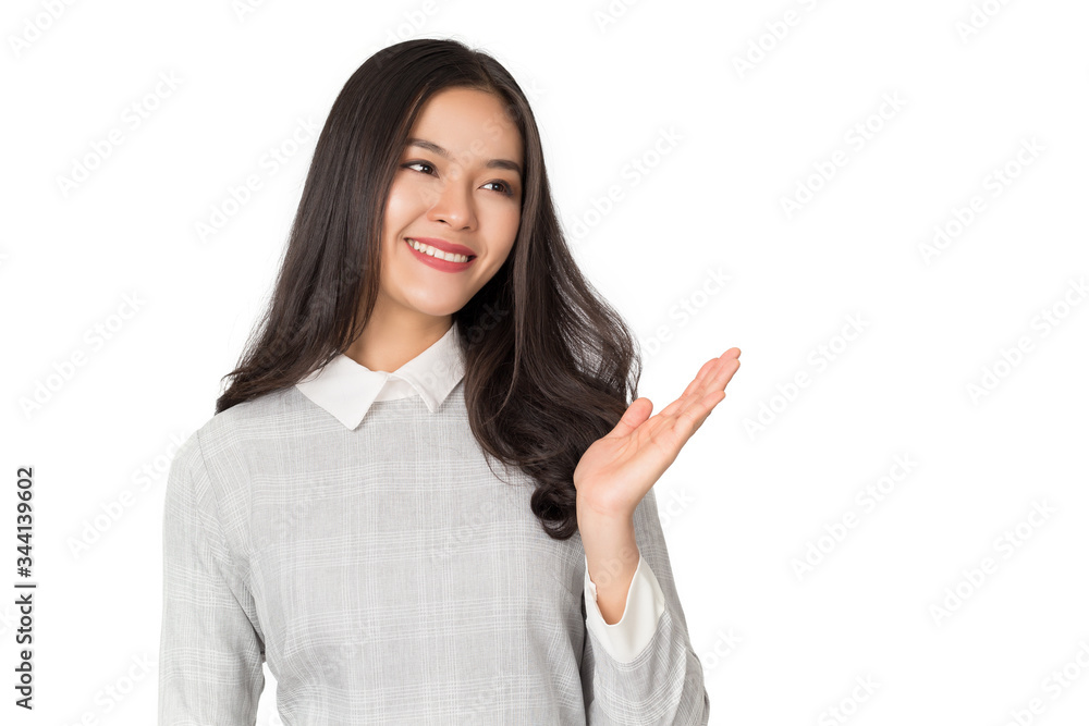 Young beauty healthy happy Asian woman with smiley face isolated on white. Young beauty healthy happy Asian woman with smiley face isolated on white.