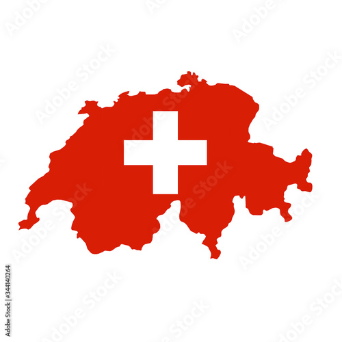 Switzerland flag map. Country outline with national flag