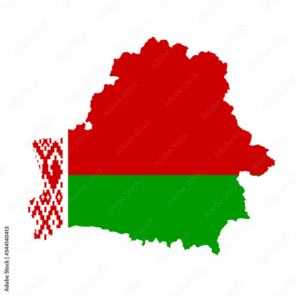 Belarus flag map. Country outline with national flag Belarus flag map. Country outline with national flag