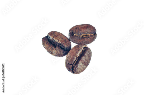 coffee beans on an empty white background, clipped for insertion