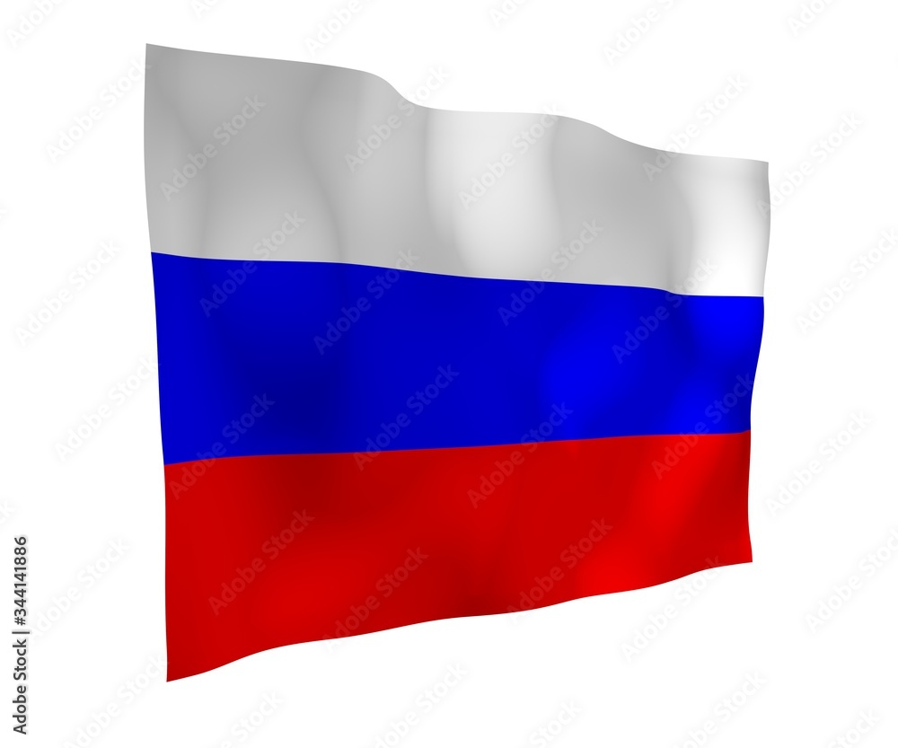 Waving flag of the Russian Federation. The National. State symbol of the Russia. 3D illustration Waving flag of the Russian Federation. The National. State symbol of the Russia. 3D illustration