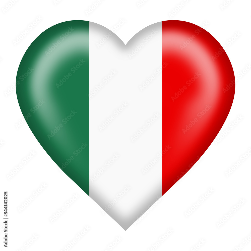 Italy flag heart button isolated on white with clipping path Italy flag heart button isolated on white with clipping path