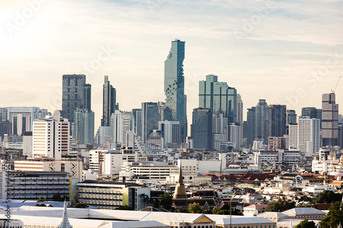 Bangkok city in morning, downtown business building © Nattawat