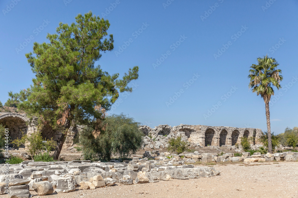 ruins of Ancient Greek Stadium, Perge, Antalya, Turkey. ruins of Ancient Greek Stadium, Perge, Antalya, Turkey.
