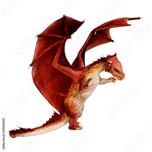 3D Rendering Fairy Tale Dragon on White