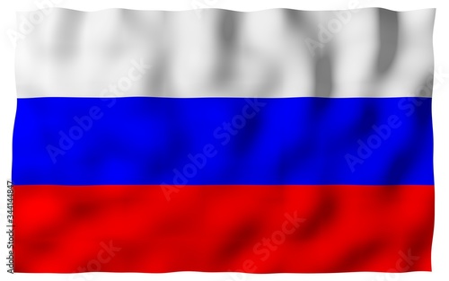 Waving flag of the Russian Federation. The National. State symbol of the Russia. 3D illustration