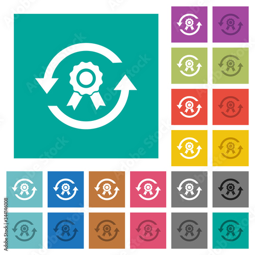 Renew certificate square flat multi colored icons