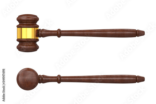 Judge gavel isolated on white background, 3D render