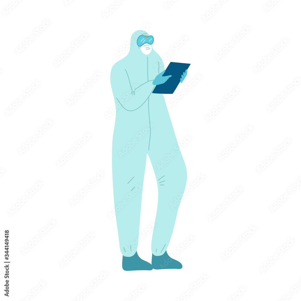 Doctor standing and reading test result during pandemic Doctor standing and reading test result during pandemic