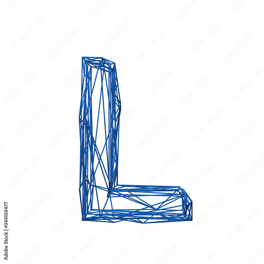 Obraz premium Letter L wire frame low poly alphabet. 3D rendering
