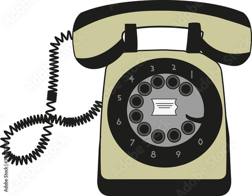 yellow retro telephone isolated on white