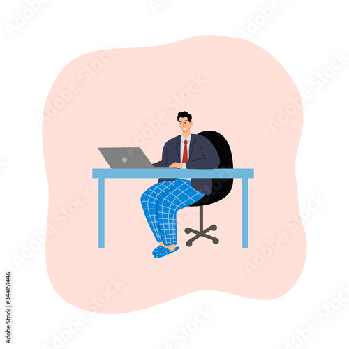 an working from home during isolation for protection from coronavirus infection