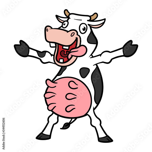 Vector Cartoon Crazy Silly Cow Illustration