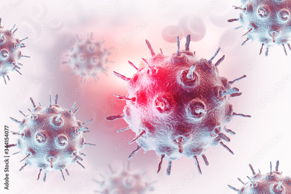 Viral disease, virus, bacteria, cell, 3d illustration Viral disease, virus, bacteria, cell, 3d illustration
