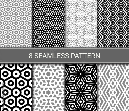 Set of abstract geometric seamless patterns, vector illustration