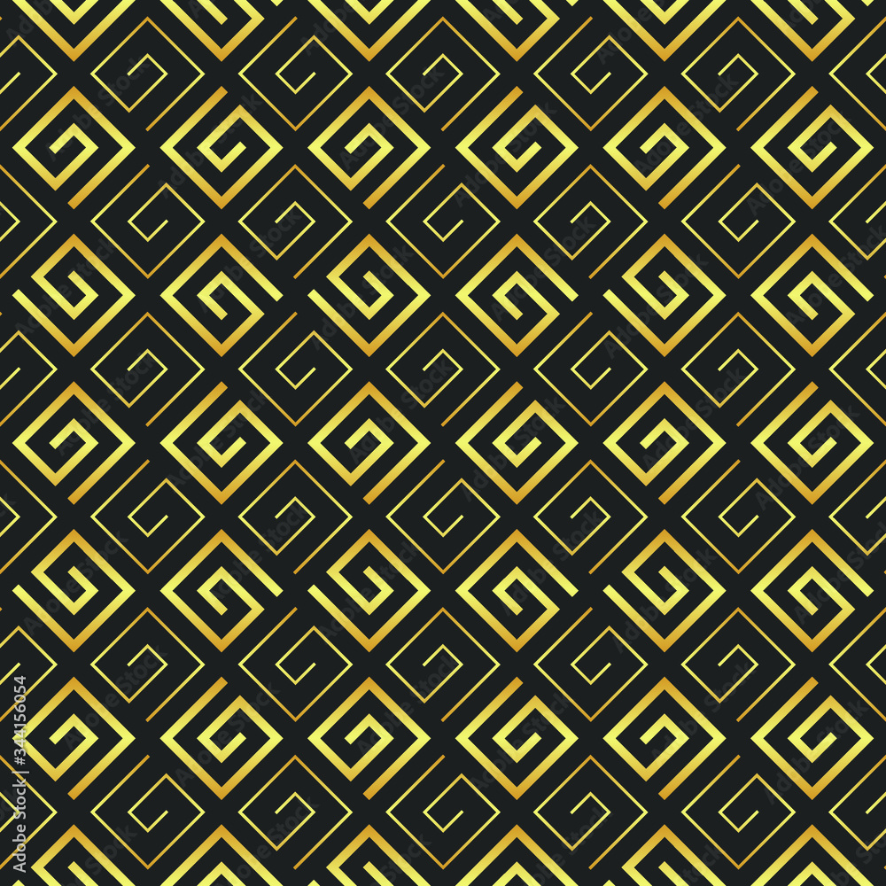 Abstract geometric gold seamless pattern on a black background. Golden geometric illustration. Abstract geometric gold seamless pattern on a black background. Golden geometric illustration.