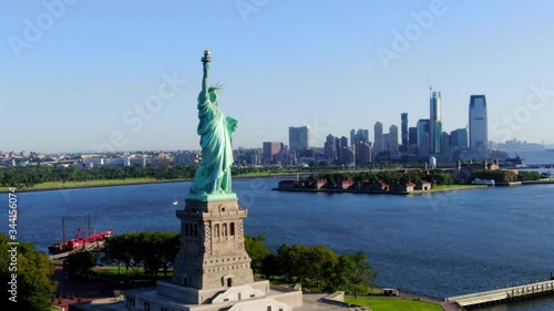 Aerial Orbit Shot of the Statue of Liberty Part 2