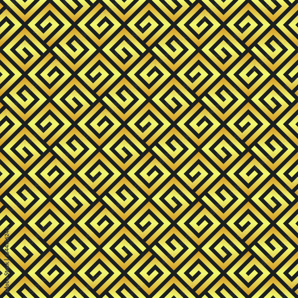 Abstract geometric gold seamless pattern on a black background. Golden geometric illustration. Abstract geometric gold seamless pattern on a black background. Golden geometric illustration.
