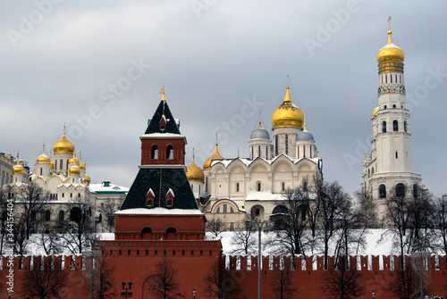 Architecture of Moscow Kremlin, Russia. Popular ladnmark.