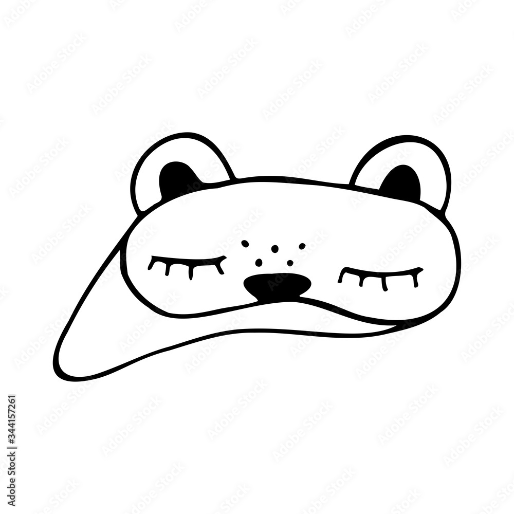 Hand drawn sleep mask isolated on a white background. Doodle, simple outline illustration. It can be used for decoration of textile, paper and other surfaces. Hand drawn sleep mask isolated on a white background. Doodle, simple outline illustration. It can be used for decoration of textile, paper and other surfaces.