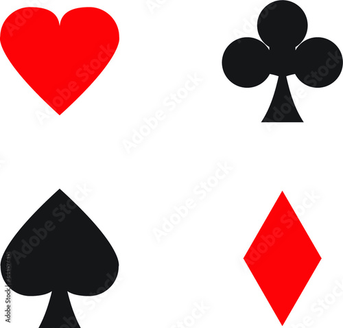 Ace card vector icon set, hearts, spades, clubs and diamonds