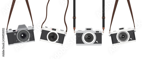 hanging vintage camera with strap set