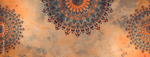 mandala colorful vintage art, ancient Indian vedic background design, old pai...