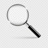 Realistic magnifying glass with shadow on a transparent background. Vector.